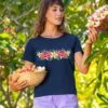 Plumeria Haku - Navy Short Sleeve Scoop Neck T-Shirt