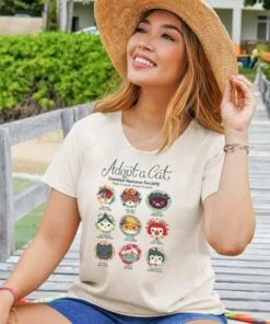 Hawaiian Humane Society Cat Creatives - Coconut Dyed Short Sleeve Scoop Neck T-Shirt