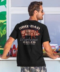 BBQ Dad Rules - Black Short Sleeve Crewneck T-Shirt