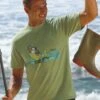 B. Kliban Fly Fishing Cat - Hemp Dyed Short Sleeve Crewneck T-Shirt
