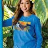 Swirly Humpback - Blue Hawaii Dyed Long Sleeve Crewneck T-Shirt