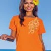 Henna Cascade - Apricot Dyed Short Sleeve Scoop Neck T-Shirt