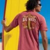 North Shore Big Wave - Paradise Red Dyed Short Sleeve Crewneck T-Shirt