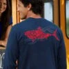 Red Shark - Navy Long Sleeve Crewneck T-Shirt