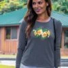 Hibiscus Lei Po’o - Gray Heather Long Sleeve Harmony Hooded T