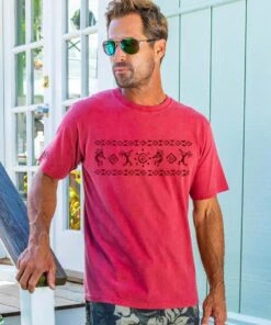 Kokopelli Sol - Paradise Red Dyed Short Sleeve Crewneck T-Shirt