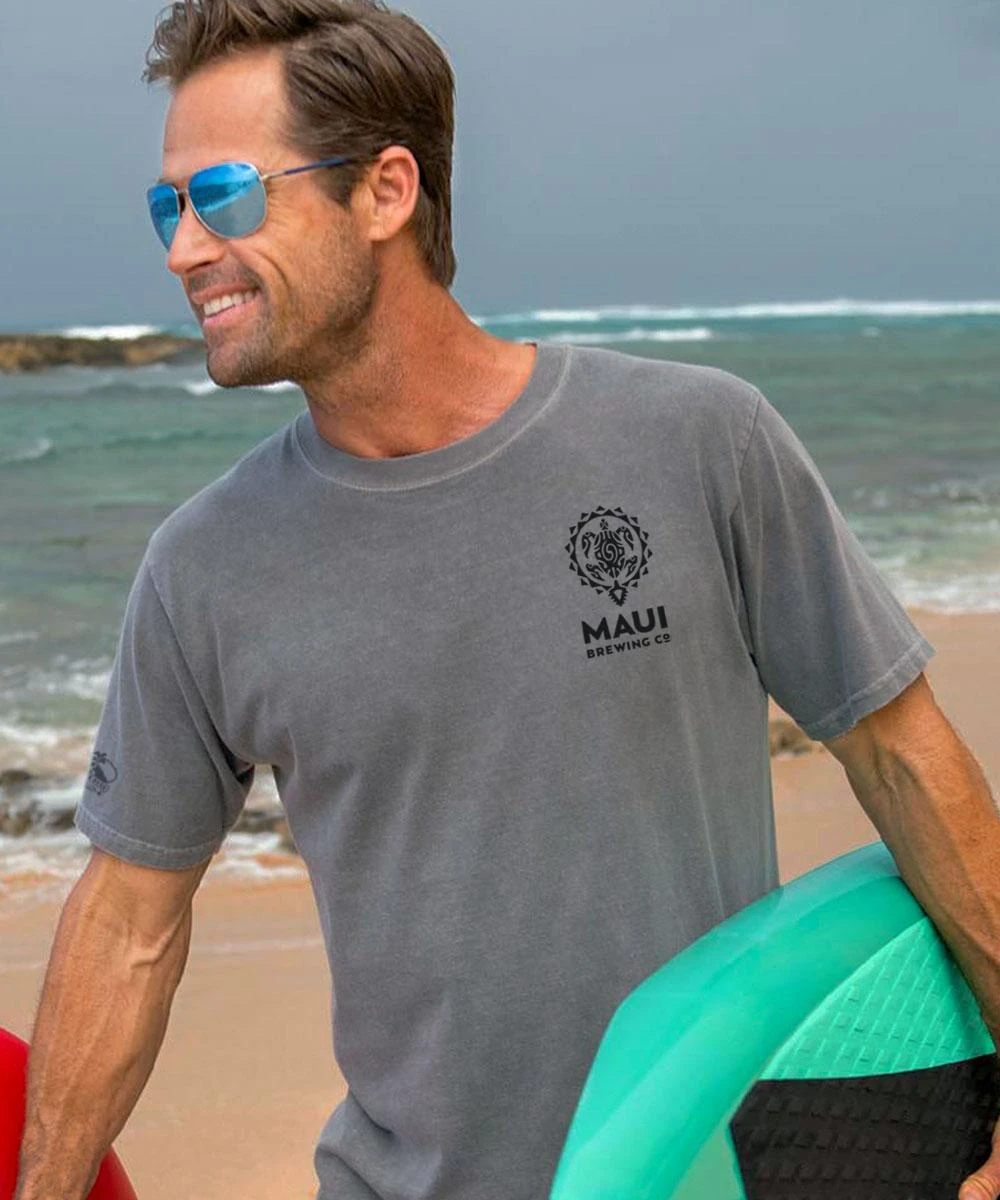 Maui Brewing Co Wild Hog Stout - Crater Dyed® Short Sleeve Crewneck T-Shirt - Image 2