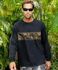 Wavey Floral Band - Black Long Sleeve Crewneck T-Shirt