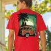 Woody Sunset Surf - Candy Apple Red Dyed Short Sleeve Crewneck T-Shirt