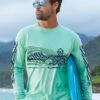 Honu Tribal Mauka - Key Lime Dyed Long Sleeve Crewneck T-Shirt