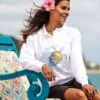 Turtle Seascape - White Long Sleeve Lightweight Pullover