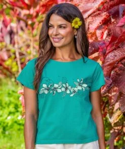 Hibiscus Swirl Band - Jade Short Sleeve Scoop Neck T-Shirt