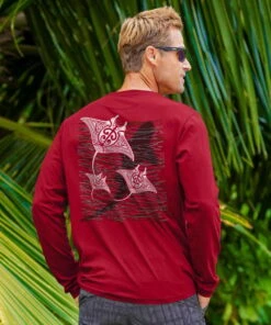 Cruzing Manta Mano - Rugby Red Long Sleeve Pima T-Shirt
