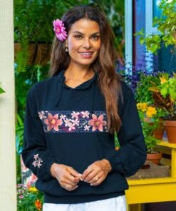 Blackberry Floral - Navy Long Sleeve Lightweight Pullover