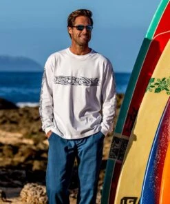 Wild Batik Band - White Long Sleeve Crewneck T-Shirt