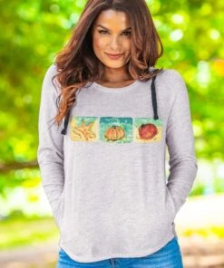 Sea Creatures - White Grey Heather Long Sleeve Harmony Hooded T