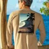 Tropical Big Wave - Kona Coffee Dyed Long Sleeve Crewneck T-Shirt