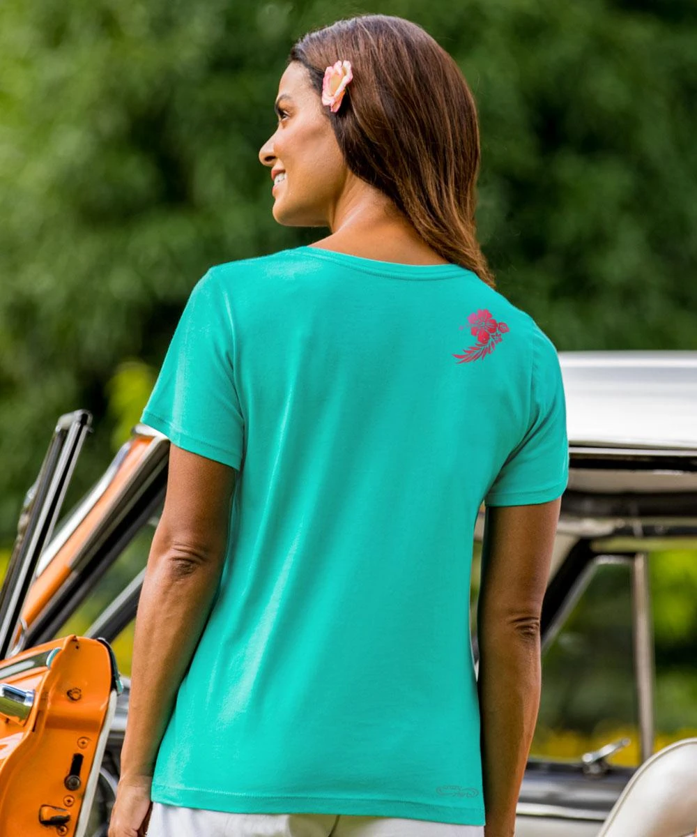 Monae - Ocean Short Sleeve Pima V-Neck T-Shirt - Image 2