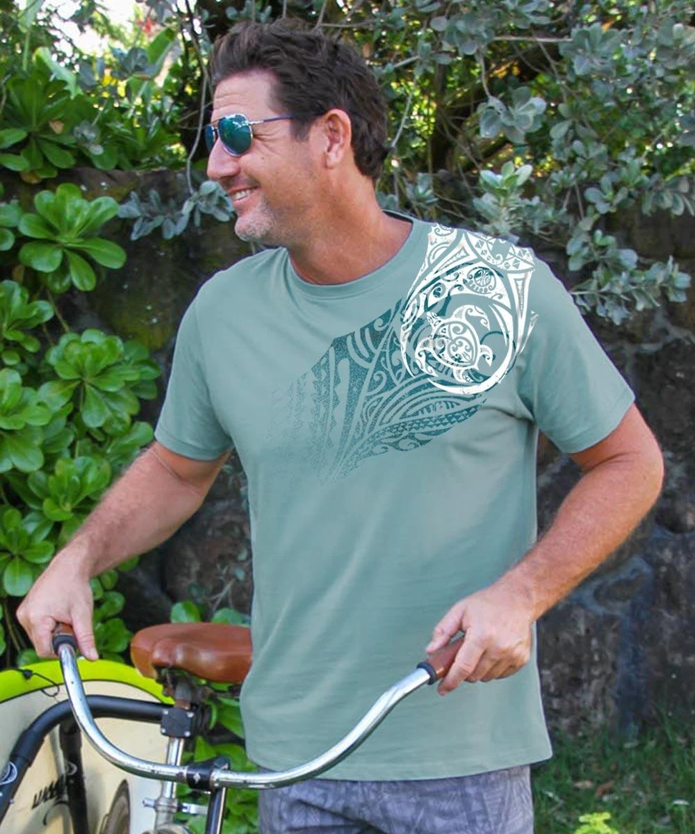 Honu Nalu Surf - Cool Blue Short Sleeve Pima T-Shirt