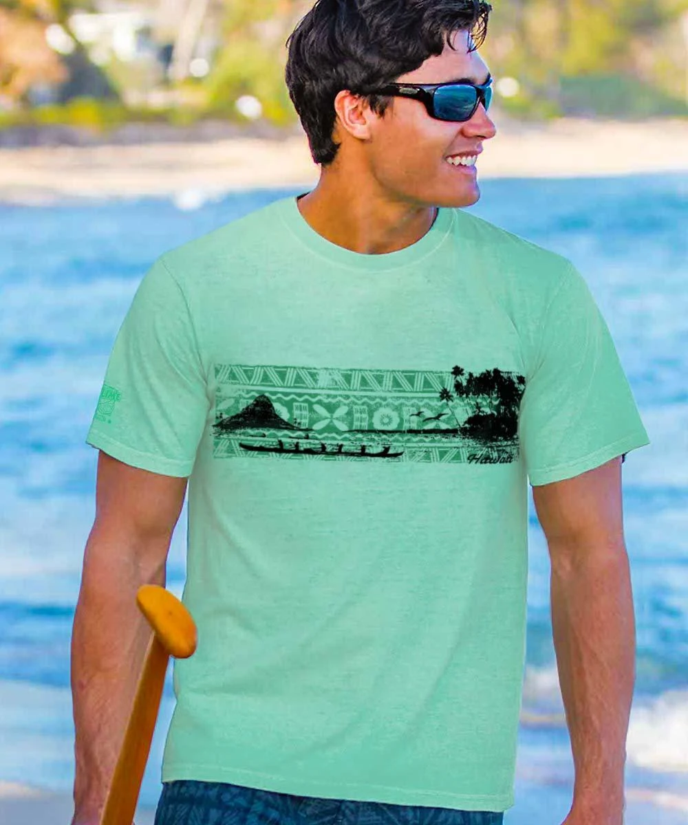 Tribal Outrigger Band - Key Lime Dyed Short Sleeve Crewneck T-Shirt