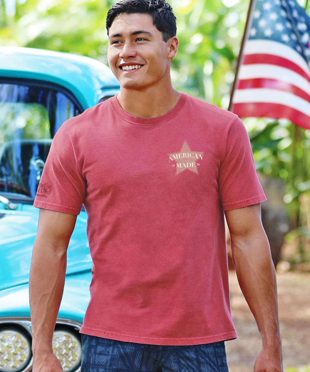 American Made 1776 - Paradise Red Dyed Short Sleeve Crewneck T-Shirt - Image 2
