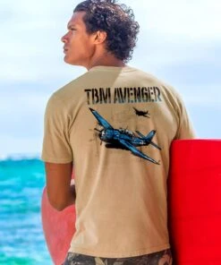 Pearl Harbor Aviation Museum TBM Avenger - Kona Coffee Dyed Short Sleeve Crewneck T-Shirt