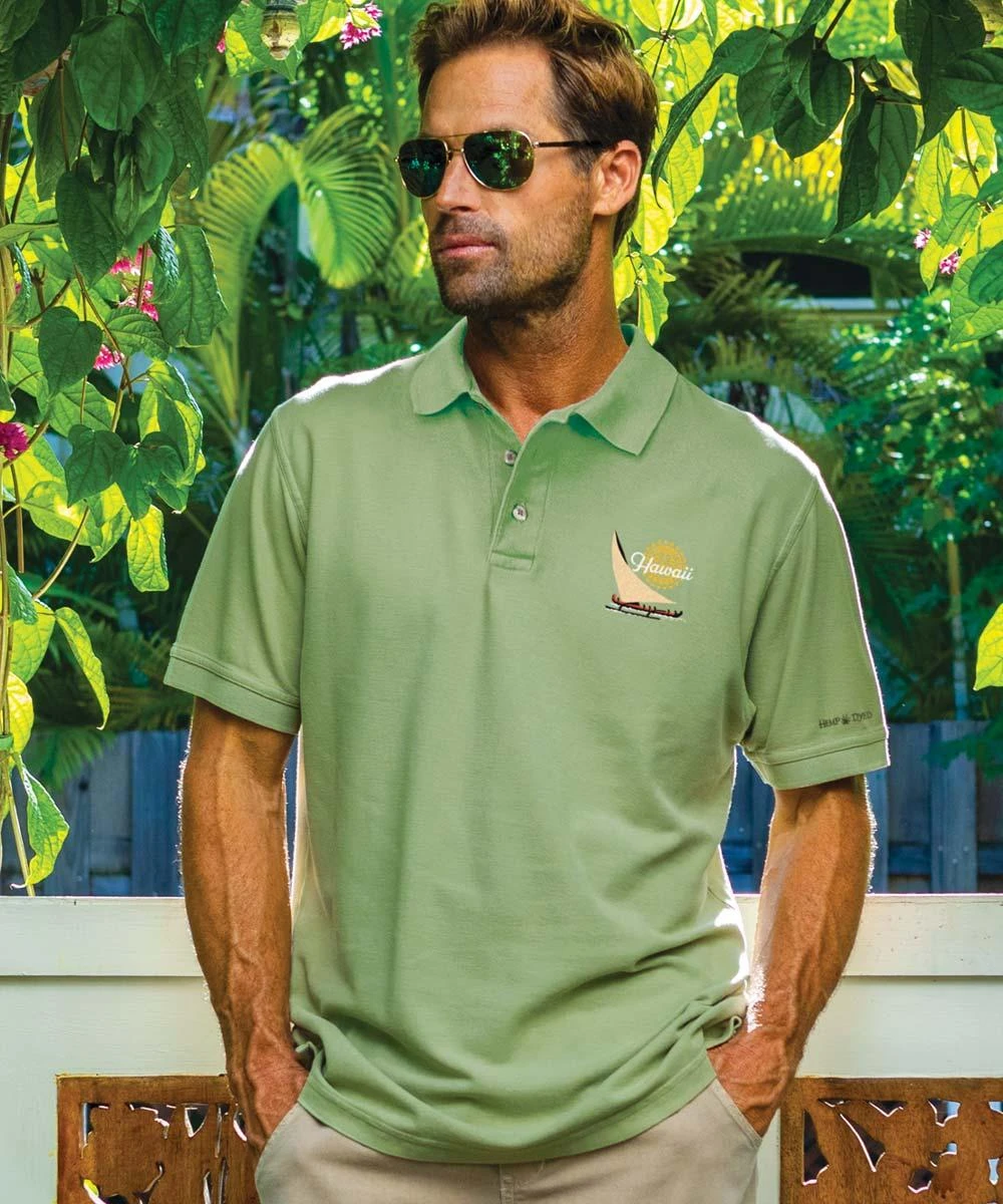 Voyager Sail - Hemp Dyed Short Sleeve Pique’ Polo Shirt