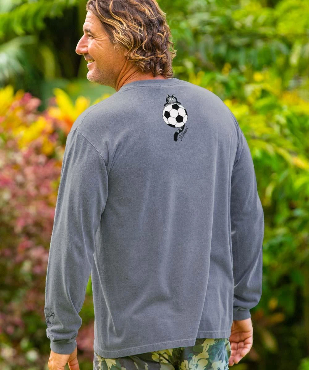 B. Kliban Soccer Cat - Crater Dyed® Long Sleeve Crewneck T-Shirt - Image 2