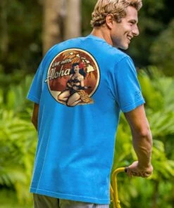 Live With Aloha - Blue Hawaii Dyed Short Sleeve Crewneck T-Shirt