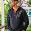 Tribal Honu Manta Flow - Black/Charcoal Long Sleeve Longboard Hooded Tee