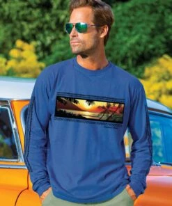 Diamond Head Sunset Band - Blueberry Dyed Long Sleeve Crewneck T-Shirt
