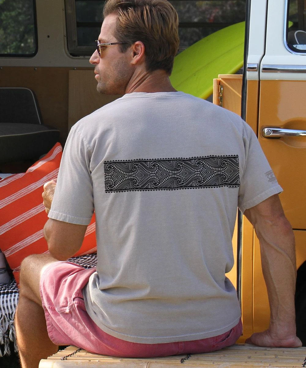 Wave Tapa Band - Kona Coffee Dyed Short Sleeve Crewneck T-Shirt - Image 2