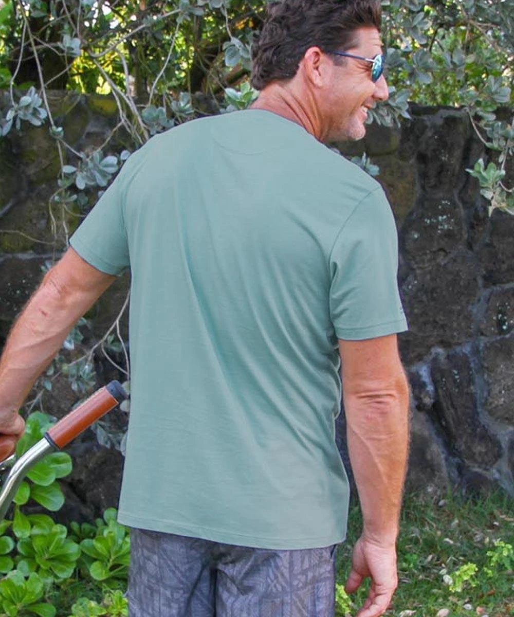Honu Nalu Surf - Cool Blue Short Sleeve Pima T-Shirt - Image 2