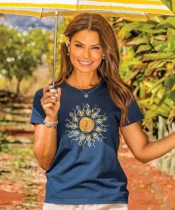Here Comes The Sun - Navy Short Sleeve Crewneck T-Shirt