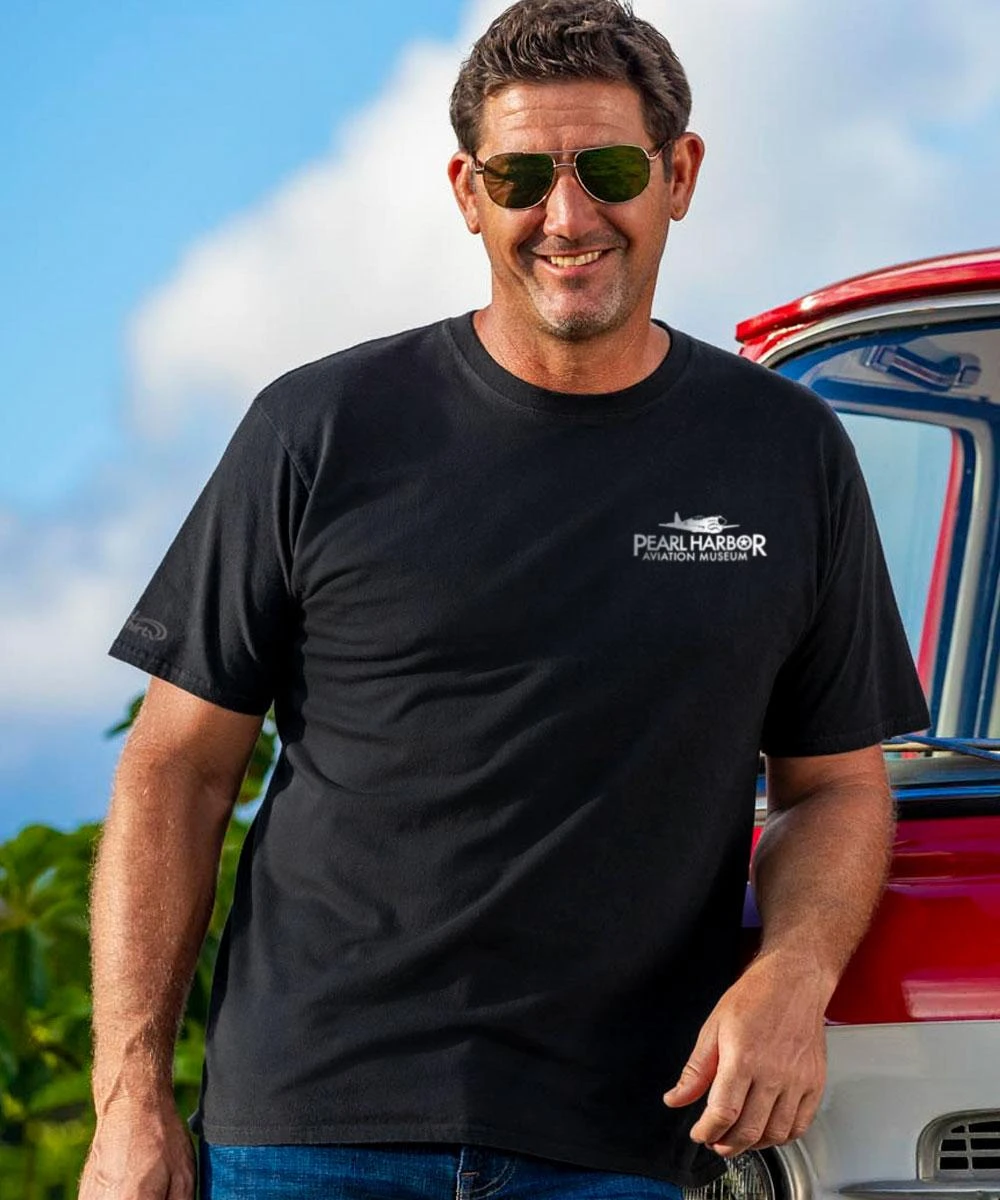 Pearl Harbor Aviation Museum F Series - Black Short Sleeve Crewneck T-Shirt - Image 2
