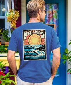 Pray For Waves - Blueberry Dyed Short Sleeve Crewneck T-Shirt