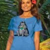 B. Kliban Tea Cat - Blue Hawaii Dyed Short Sleeve Scoop Neck T-Shirt