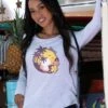 Purple Beach Scenic - White Grey Heather Long Sleeve Harmony Hooded T