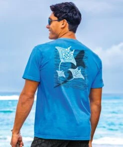 Cruzing Manta Mano - Blue Hawaii Dyed Short Sleeve Crewneck T-Shirt