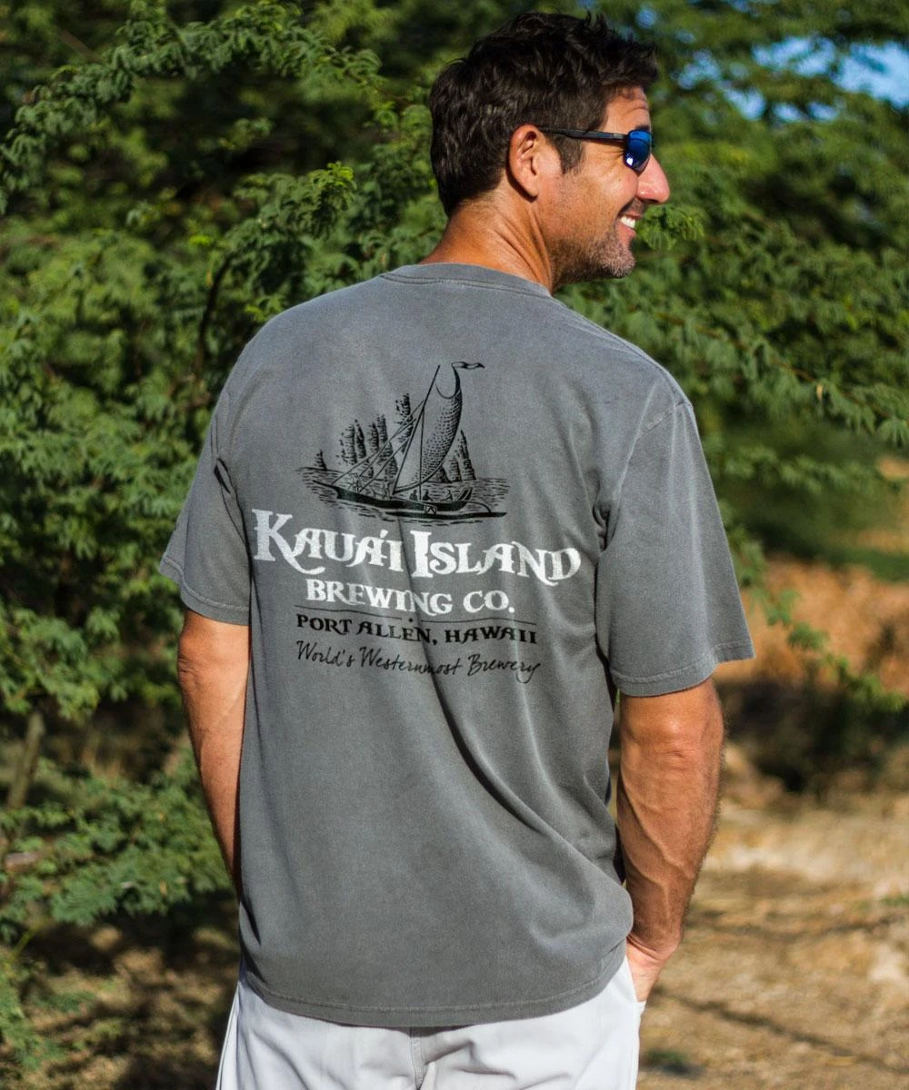 Kauai Island Brewing Co Logo - Crater Dyed® Short Sleeve Crewneck T-Shirt
