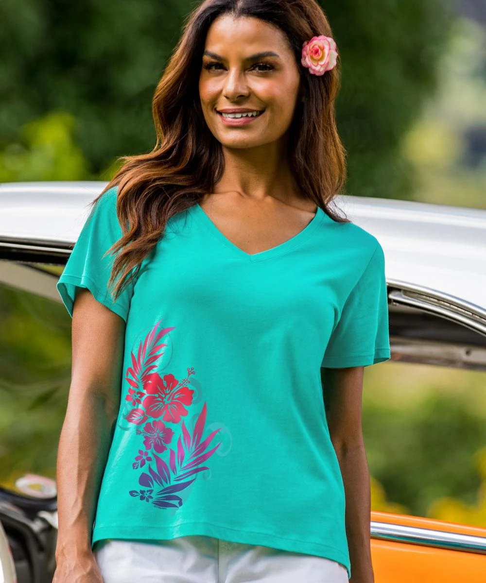Monae - Ocean Short Sleeve Pima V-Neck T-Shirt