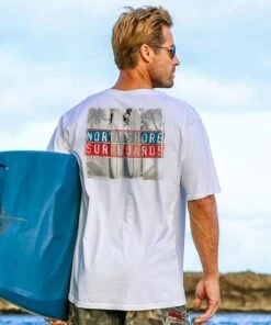 Shadow Surf - White Short Sleeve Crewneck T-Shirt