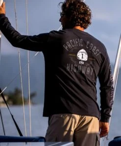 Pacific Coast Highway - Black Long Sleeve Crewneck T-Shirt
