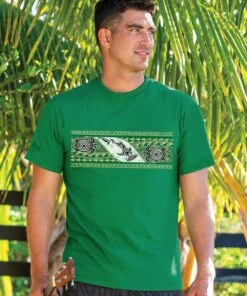Tribal Mano Honu Band - Wintergreen Dyed Short Sleeve Crewneck T-Shirt