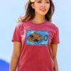 Printed Humu - Paradise Red Dyed Short Sleeve Crewneck T-Shirt