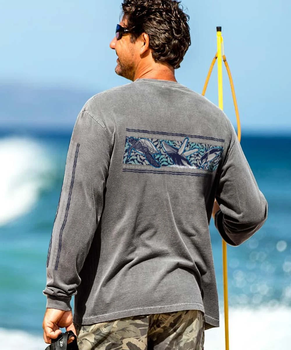 Linear Sealife - Crater Dyed® Long Sleeve Crewneck T-Shirt - Image 2