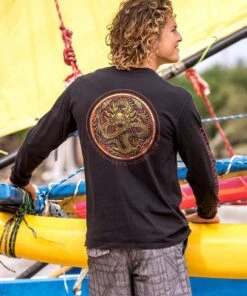 Golden Dragon - Black Long Sleeve Crewneck T-Shirt