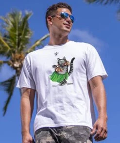 B. Kliban Hula Cat - White Short Sleeve Crewneck T-Shirt