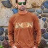 Island Tropical Band - Cinnamon Dyed Long Sleeve Crewneck T-Shirt