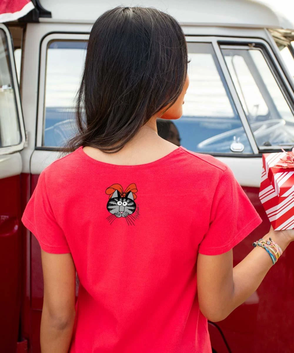 B. Kliban Stack Of Cats - Red Short Sleeve Scoop Neck T-Shirt - Image 2